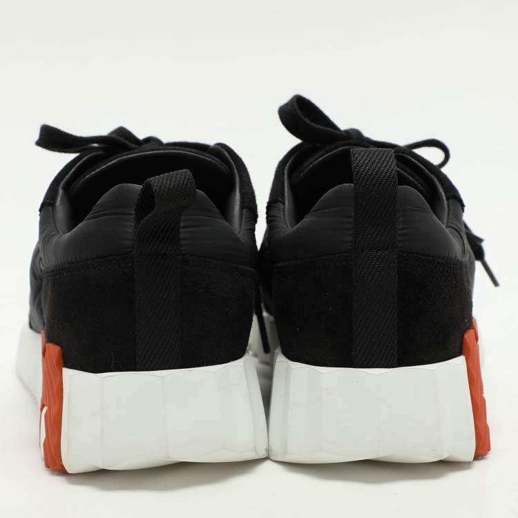 Pre Owned Hermes Black Neoprene and Suede Bouncing Low Top Sneakers Size 37