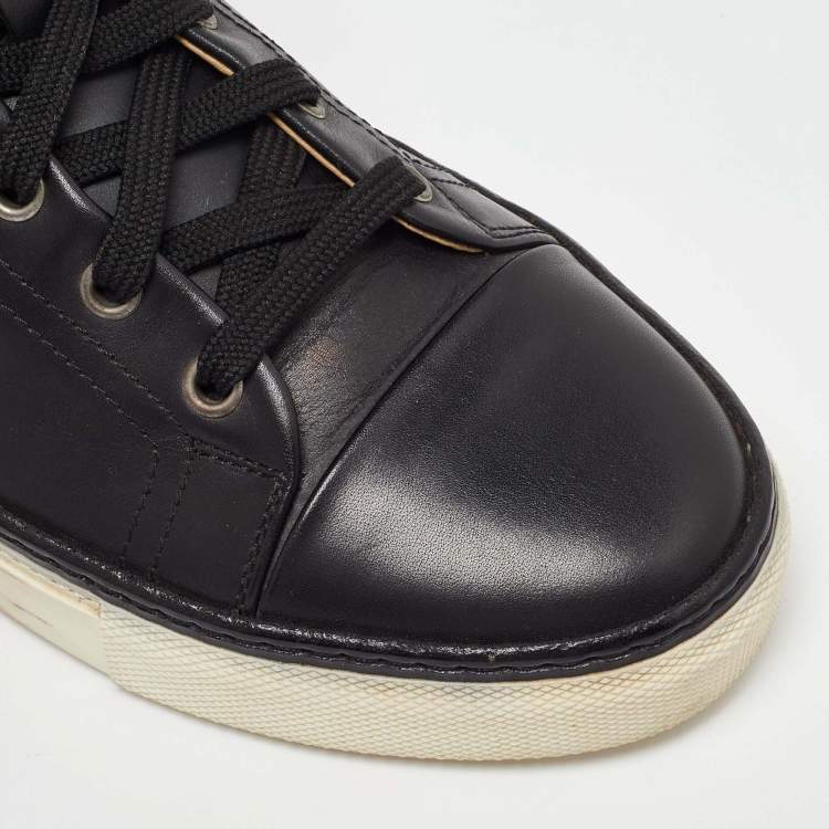 Pre Owned Hermes Black Leather Jimmy High Top Sneakers Size 38