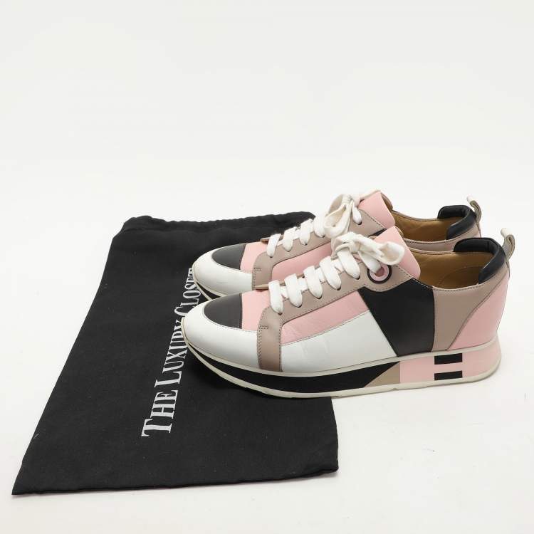 Pre Owned Hermes Multicolor Leather Rebus Lace Up Sneakers Size 39