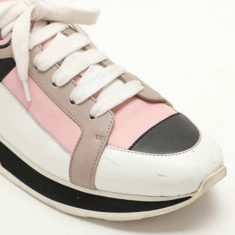 Pre Owned Hermes Multicolor Leather Rebus Lace Up Sneakers Size 39