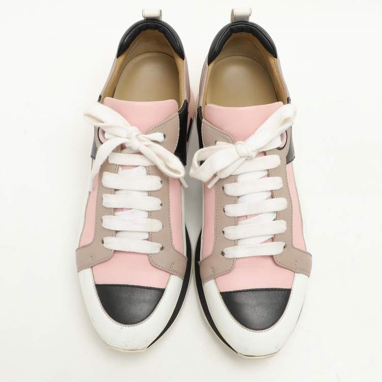 Pre Owned Hermes Multicolor Leather Rebus Lace Up Sneakers Size 39