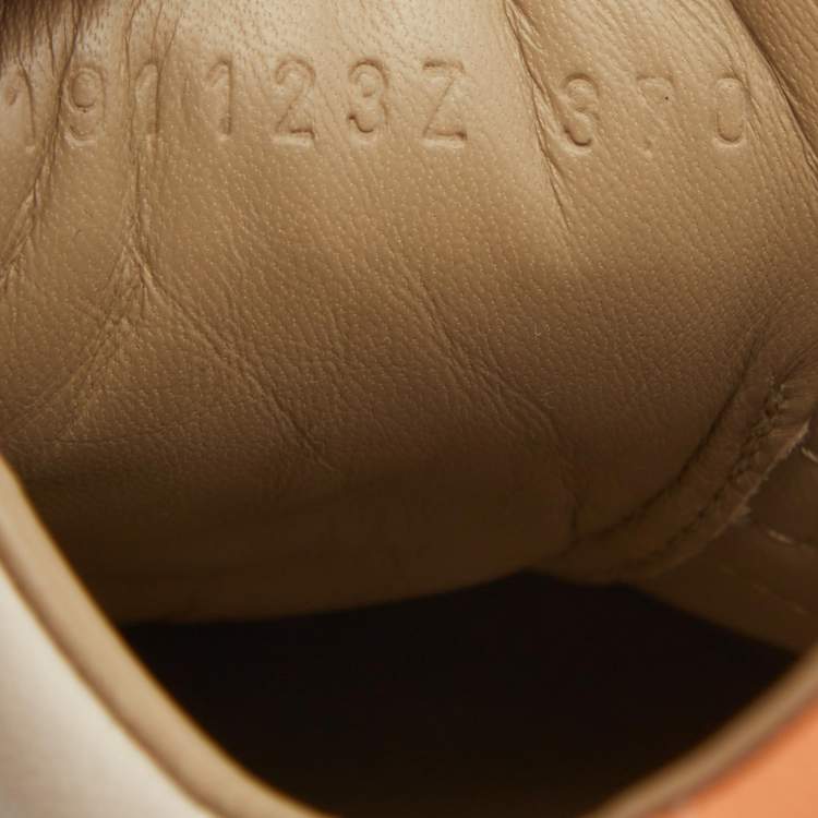 Pre Owned Hermes Beige Leather Quicker Lace Up Sneakers Size 37