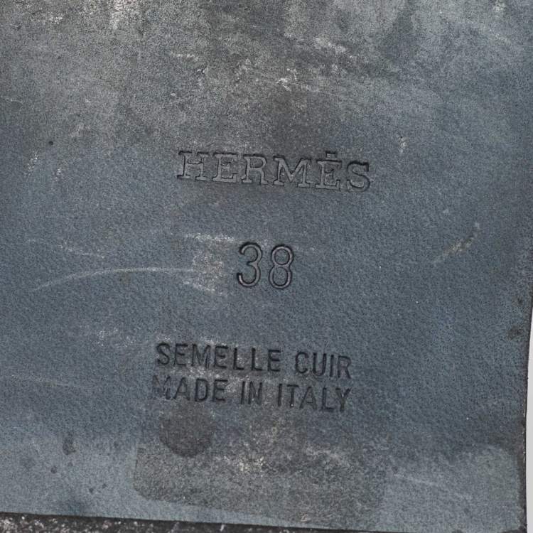 Pre Owned Hermes Brown Suede Leopard Print Oran Flat Sandals Size 38