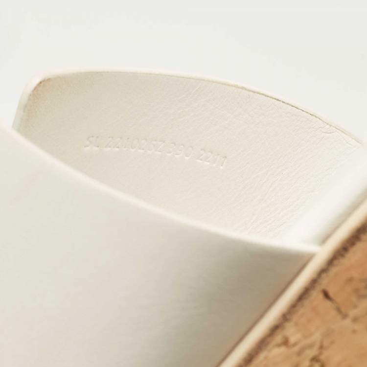 Pre Owned Hermes White Leather Eze Wedge Sandals Size 39