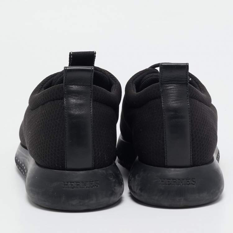 Pre Owned Hermes Black Technical Mesh Team Sneakers Size 40.5