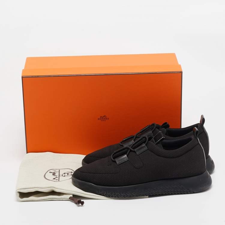 Pre Owned Hermes Black Technical Mesh Team Sneakers Size 40.5