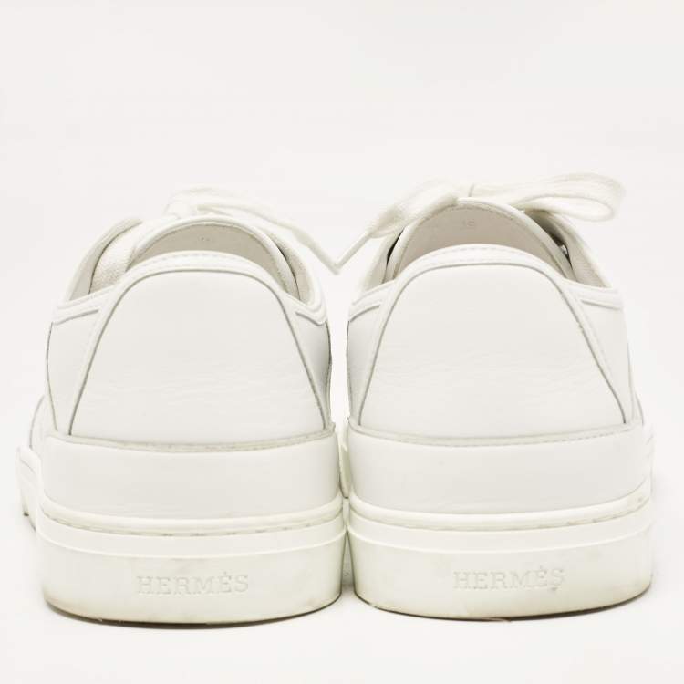 Pre Owned Hermes White Leather Get Low Top Sneakers Size 39