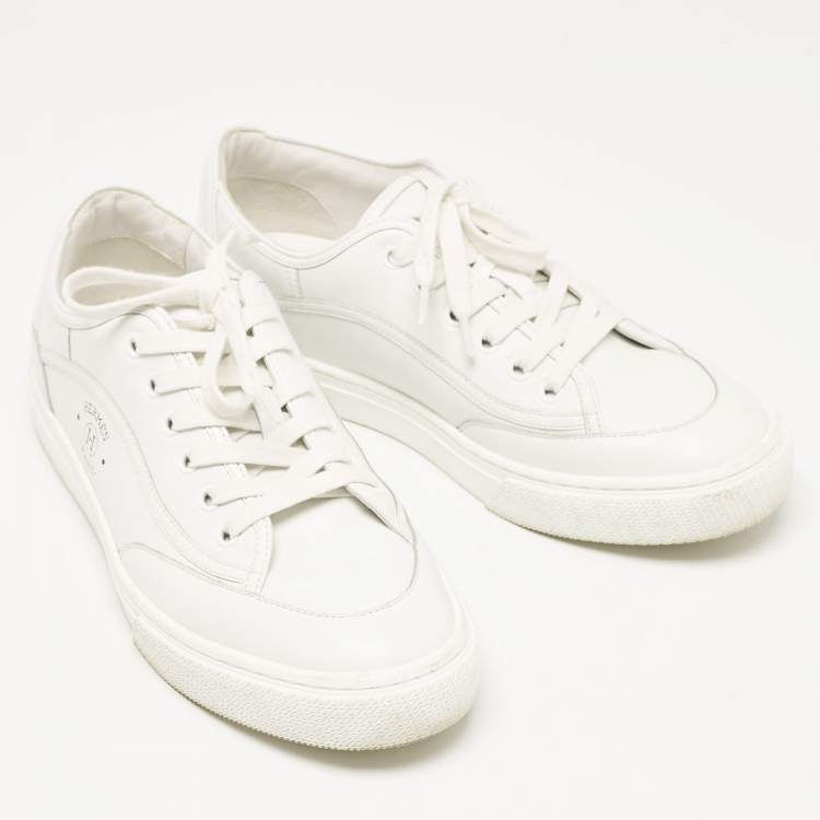 Pre Owned Hermes White Leather Get Low Top Sneakers Size 39