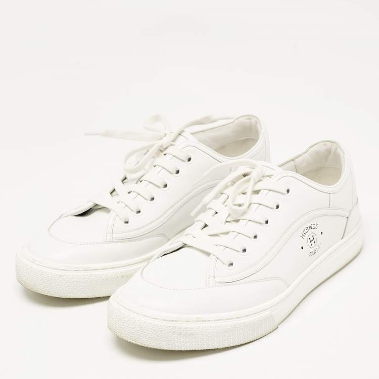 Pre Owned Hermes White Leather Get Low Top Sneakers Size 39