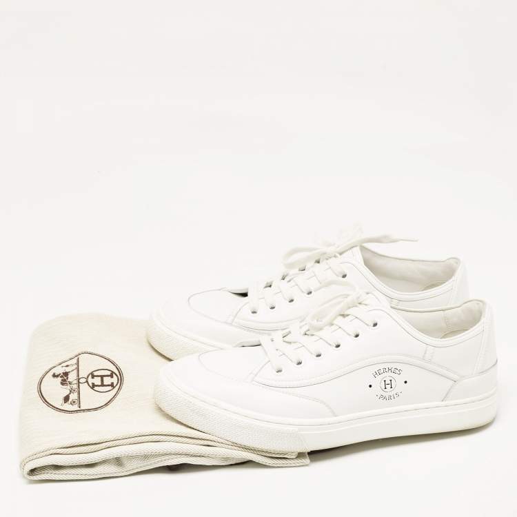 Pre Owned Hermes White Leather Get Low Top Sneakers Size 39