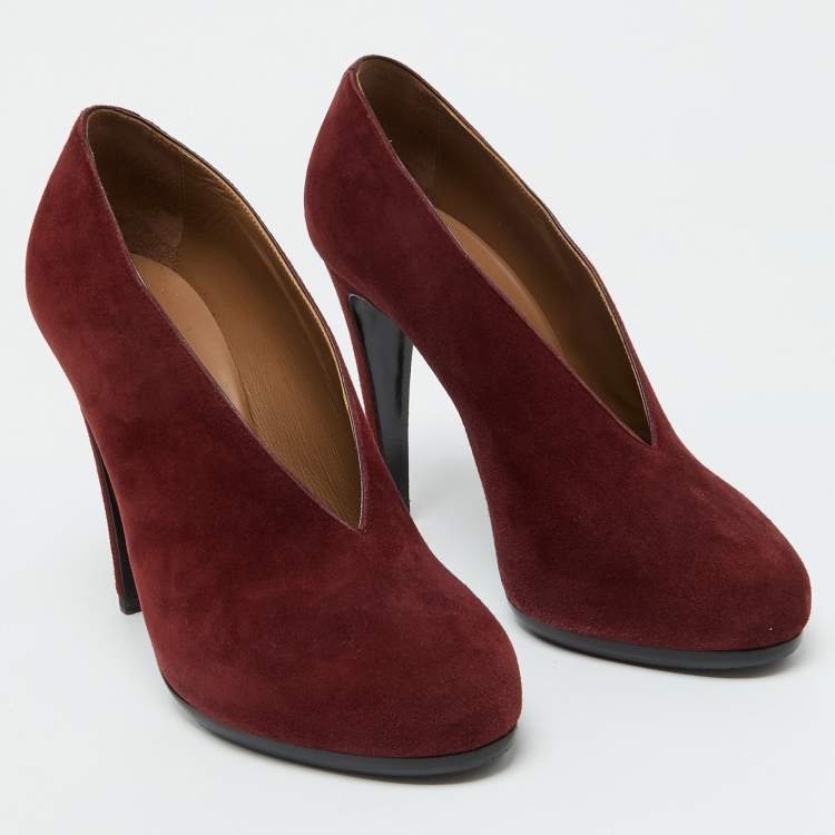Pre Owned Hermes Burgundy Suede Florida Pumps Size 39