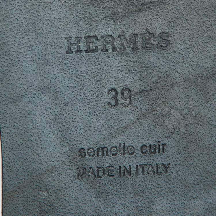 Pre Owned Hermes Navy Blue Denim Oran Flat Sandals Size 39