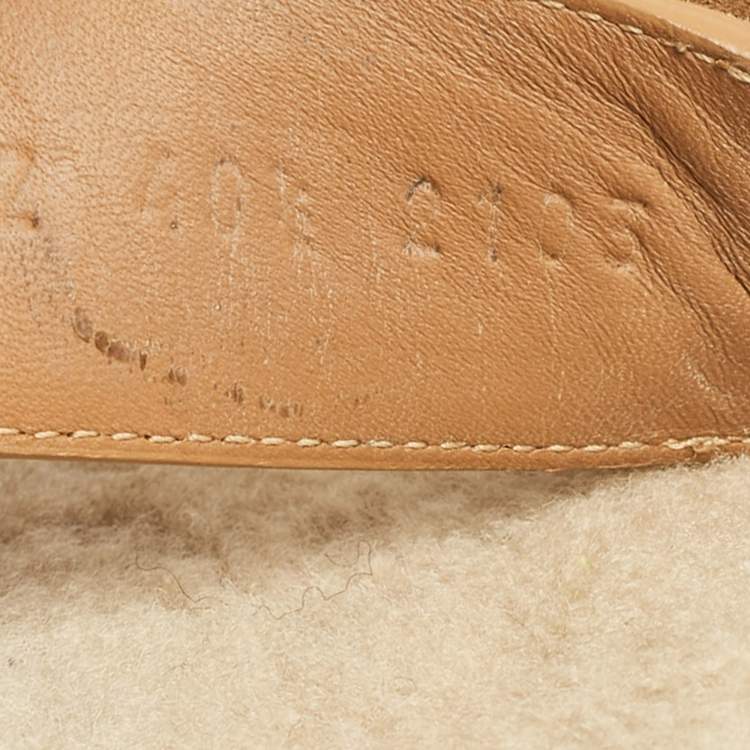 Pre Owned Hermes Tan Suede Chypre Sandals Size 40.5