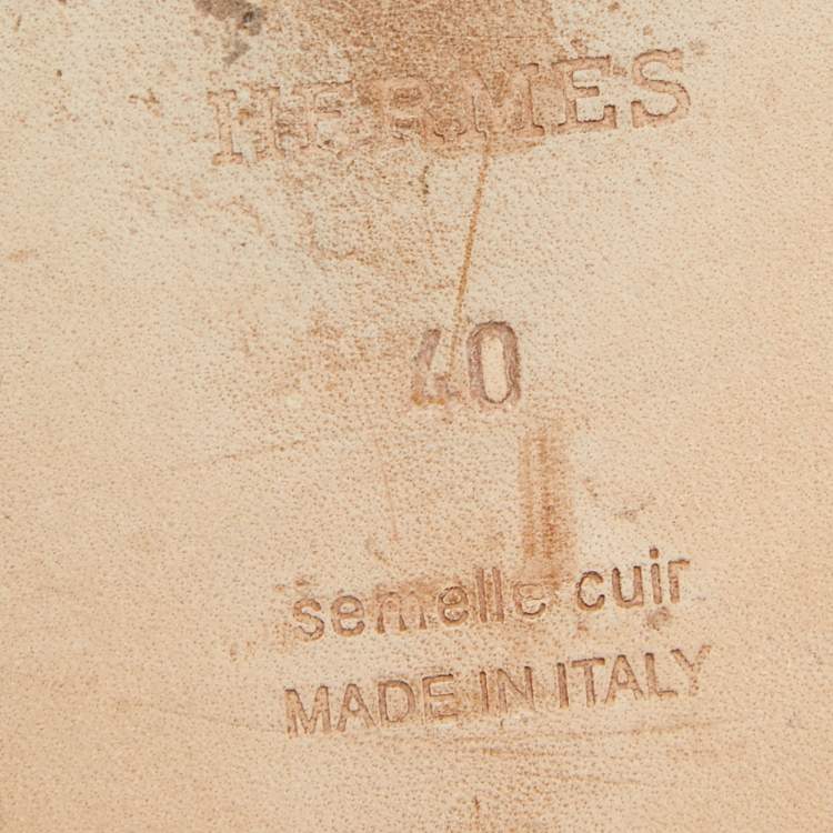 Pre Owned Hermes Orange Leather Oran Flat Sandals Size 40