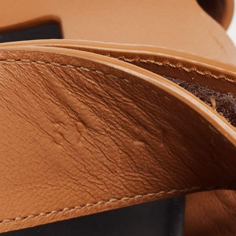 Pre Owned Hermes Brown Leather Chypre Sandals Size 39