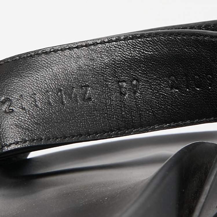 Pre Owned Hermes Black Leather Chypre Flat Sandals Size 39