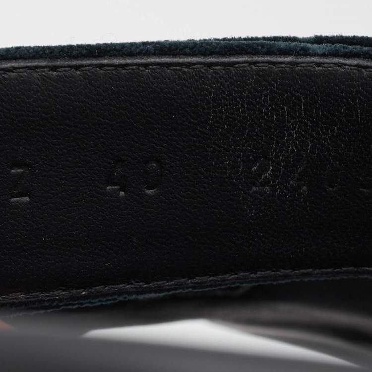 Pre Owned Hermes Black/Green  Velvet Chypre Flat Sandals Size 40