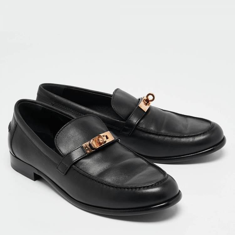 Pre Owned Hermès Black Leather Destin Loafers Size 39