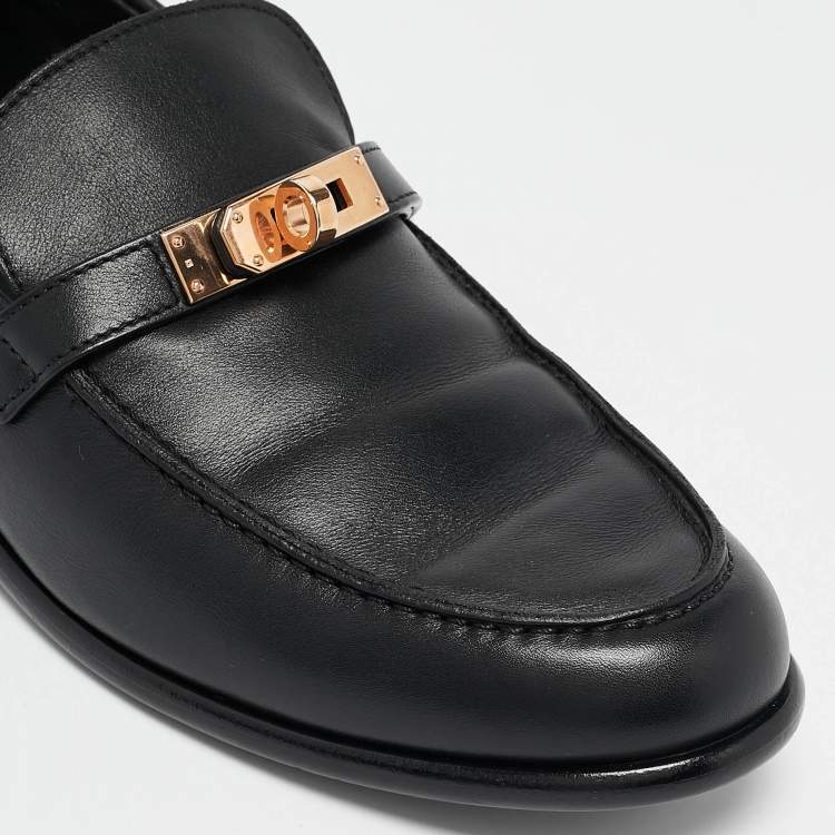 Pre Owned Hermès Black Leather Destin Loafers Size 39