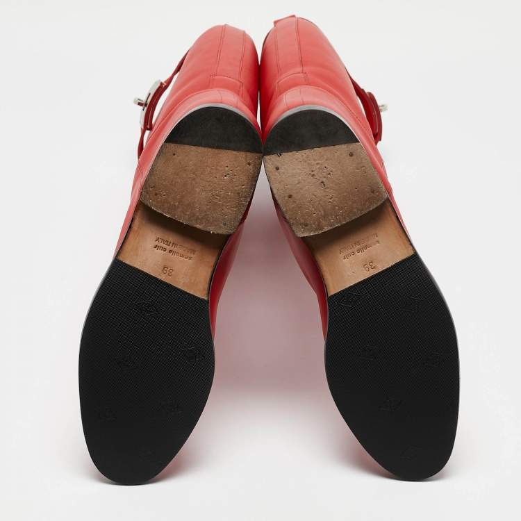 Pre Owned Hermes Red Leather Jumping Boots Size 39