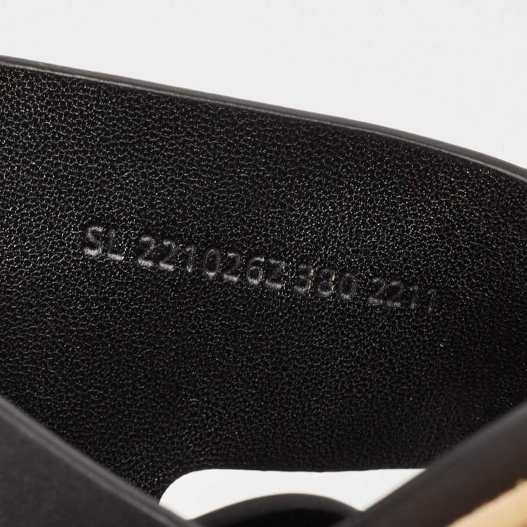 Pre Owned Hermes Black Leather Eze Cork Platform Wedge Sandals Size 38