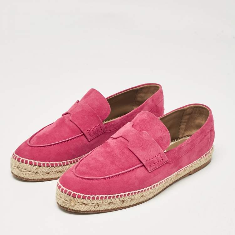 Pre Owned Hermes Fuchsia Suede Trip Espradrille Flats Size 39