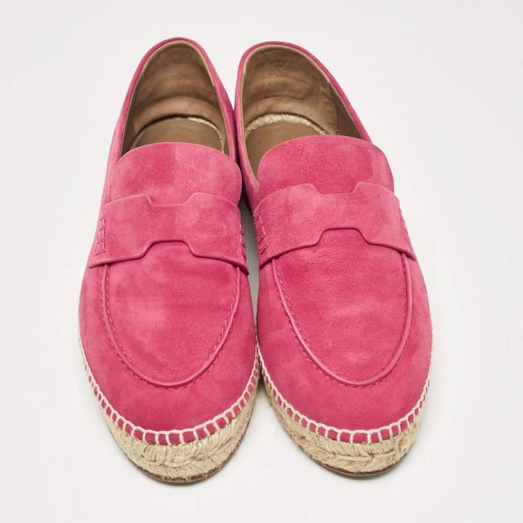Pre Owned Hermes Fuchsia Suede Trip Espradrille Flats Size 39