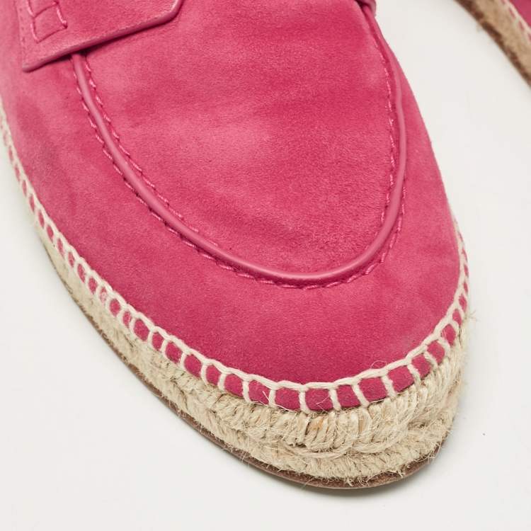 Pre Owned Hermes Fuchsia Suede Trip Espradrille Flats Size 39