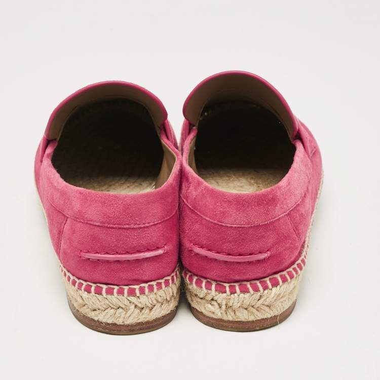 Pre Owned Hermes Fuchsia Suede Trip Espradrille Flats Size 39