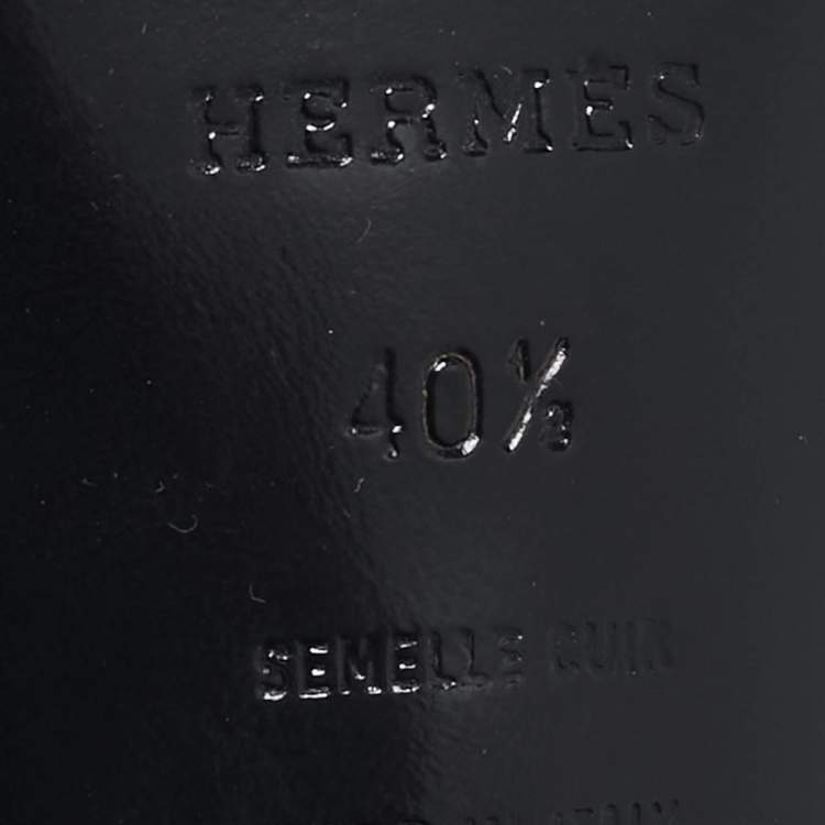 Pre Owned Hermes Black Patent Leather Oasis Slide Sandals Size 40.5