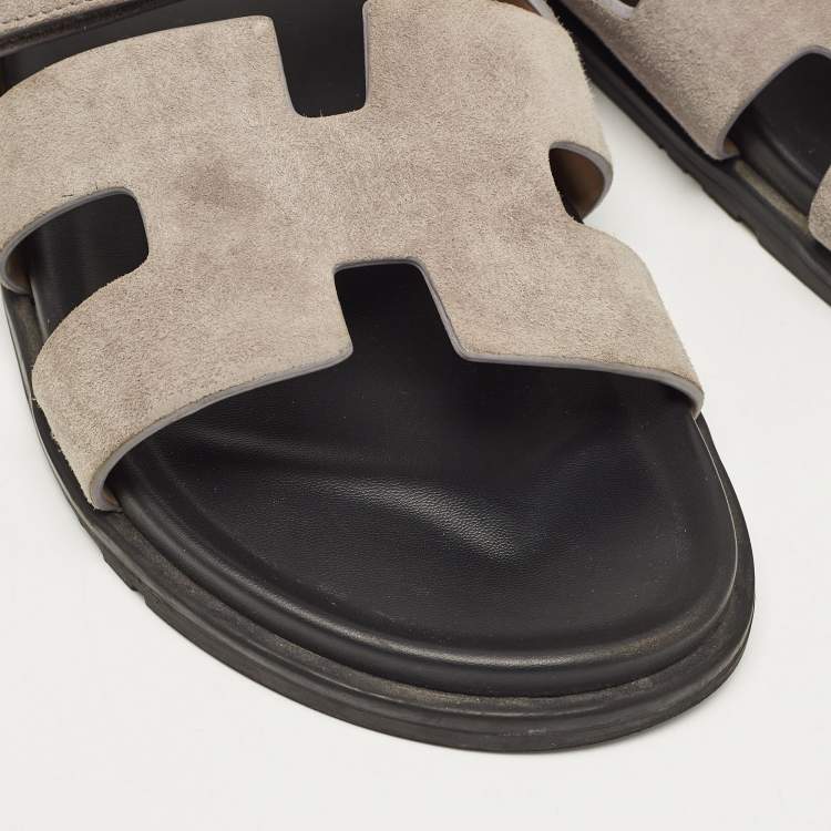 Pre Owned Hermes Grey Suede Chypre Sandals Size 44