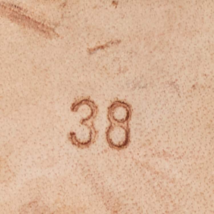 Pre Owned Hermes Orange Leather Oran Flat Slides Size 38