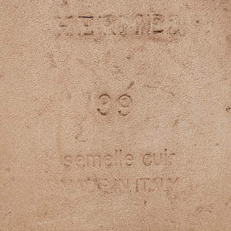 Pre Owned Hermes Brown Leather Oran Flat Slides Size 39