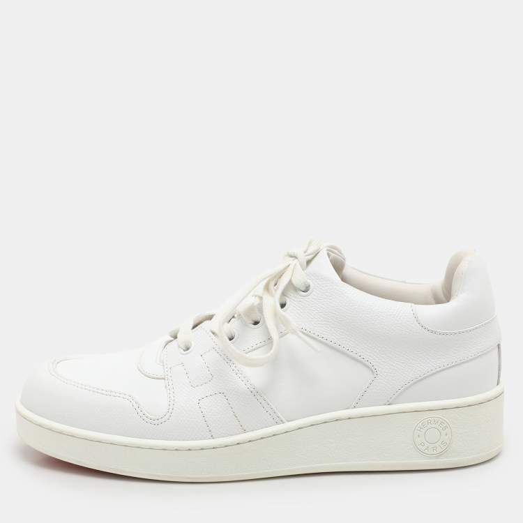 Pre Owned Hermes White Leather Free Low Top Sneakers Size 39