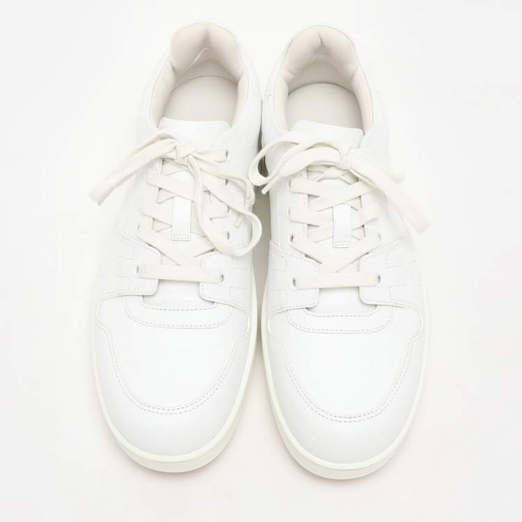 Pre Owned Hermes White Leather Free Low Top Sneakers Size 39