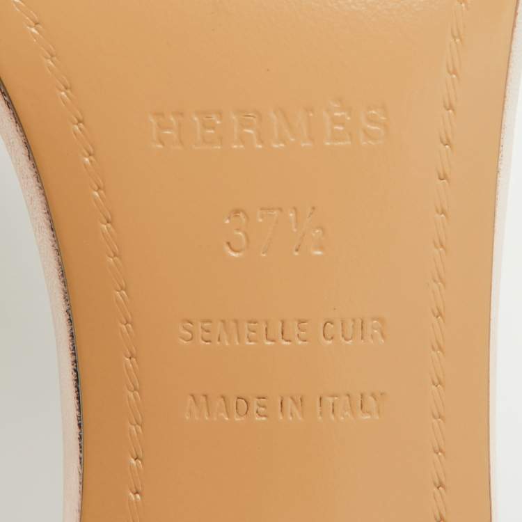 Pre Owned Hermes Metallic Leather Premiere 70 Ankle Strap Sandals Size 37.5