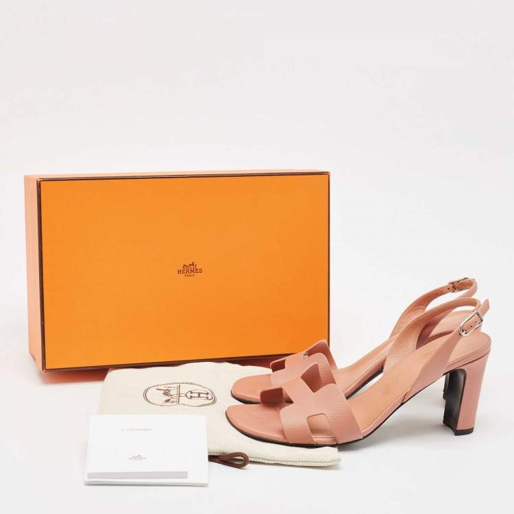 Pre Owned Hermes Dusty Pink Leather Eternite Sandals Size 40