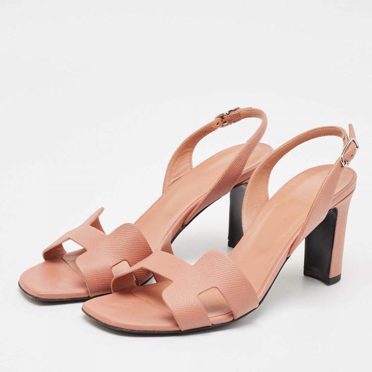 Pre Owned Hermes Dusty Pink Leather Eternite Sandals Size 40