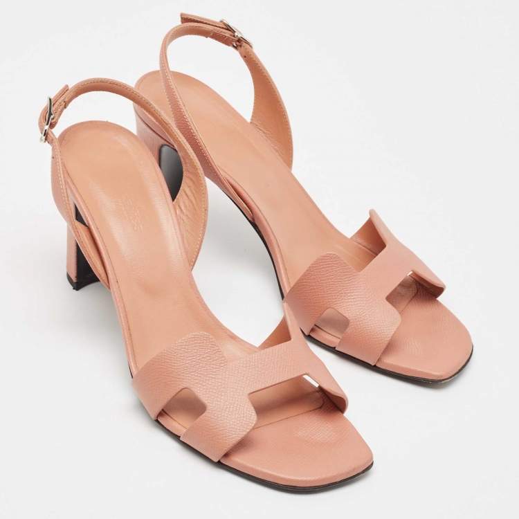 Pre Owned Hermes Dusty Pink Leather Eternite Sandals Size 40
