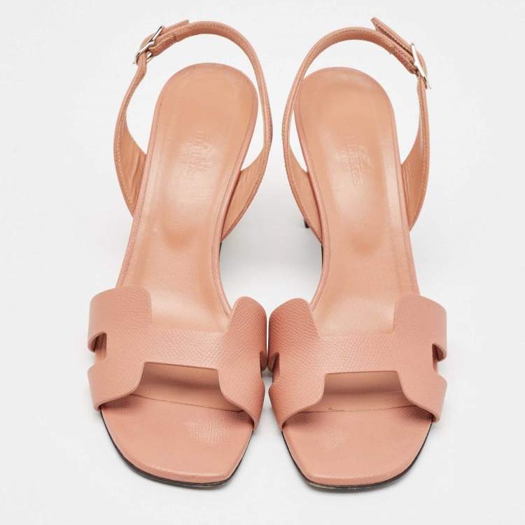 Pre Owned Hermes Dusty Pink Leather Eternite Sandals Size 40