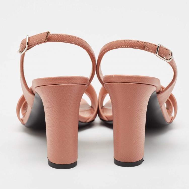 Pre Owned Hermes Dusty Pink Leather Eternite Sandals Size 40