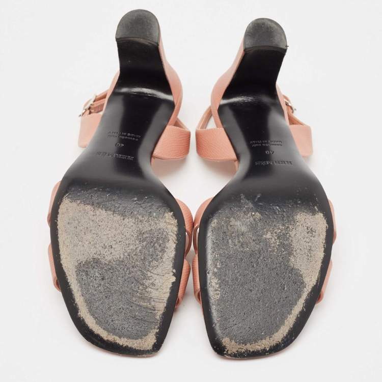 Pre Owned Hermes Dusty Pink Leather Eternite Sandals Size 40