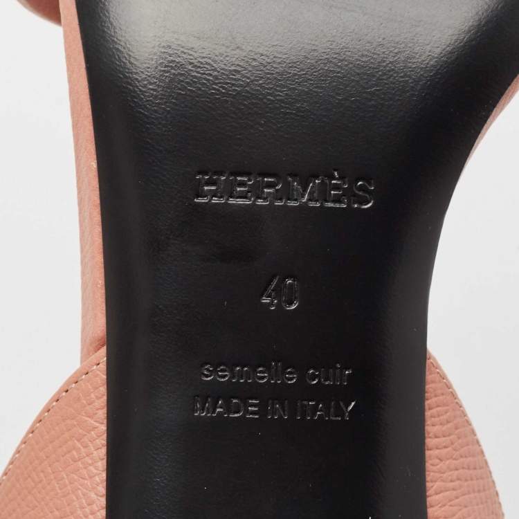 Pre Owned Hermes Dusty Pink Leather Eternite Sandals Size 40
