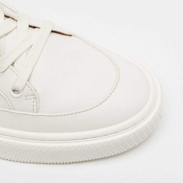 Pre Owned Hermes White/Brown Leather Deep Low Top Sneakers Size 41          
