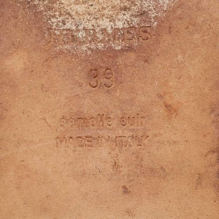 Pre Owned Hermes White Leather Oran Flat Slides Size 39 