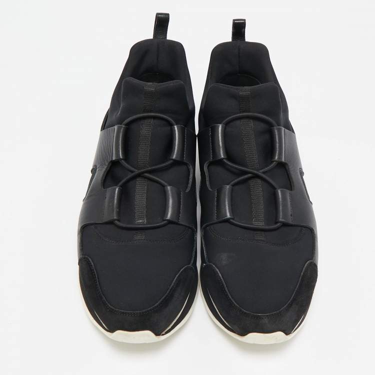 Pre Owned Hermes Black Leather And Neoprene Player Low Top Sneakers Size 40