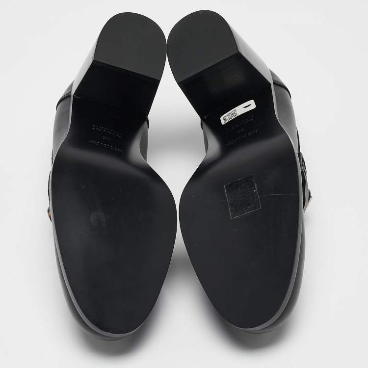 Pre Owned Hermes Black/Beige Calf Hair and Leather Dauphine Loafers Size 38