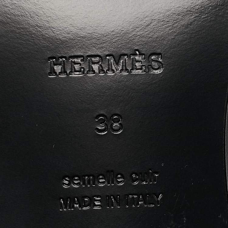 Pre Owned Hermes Black/Beige Calf Hair and Leather Dauphine Loafers Size 38