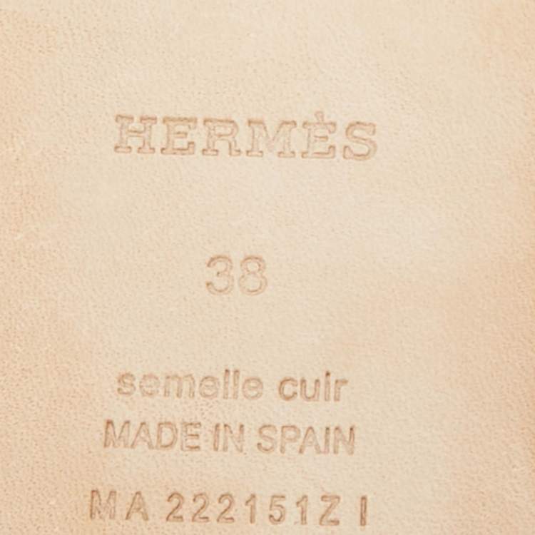 Pre Owned Hermès Brown Leather Famosa Flat Slides Size 38