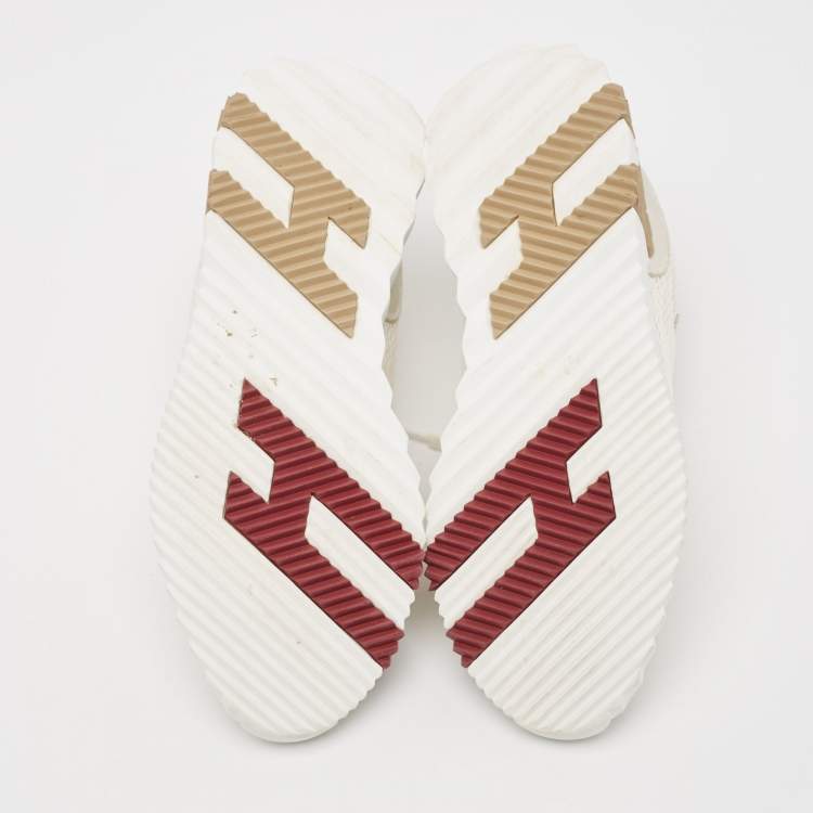 مملوكة مسبقًا Hermes White/Grey Suede and Mesh Bouncing Sneakers Size 38.5